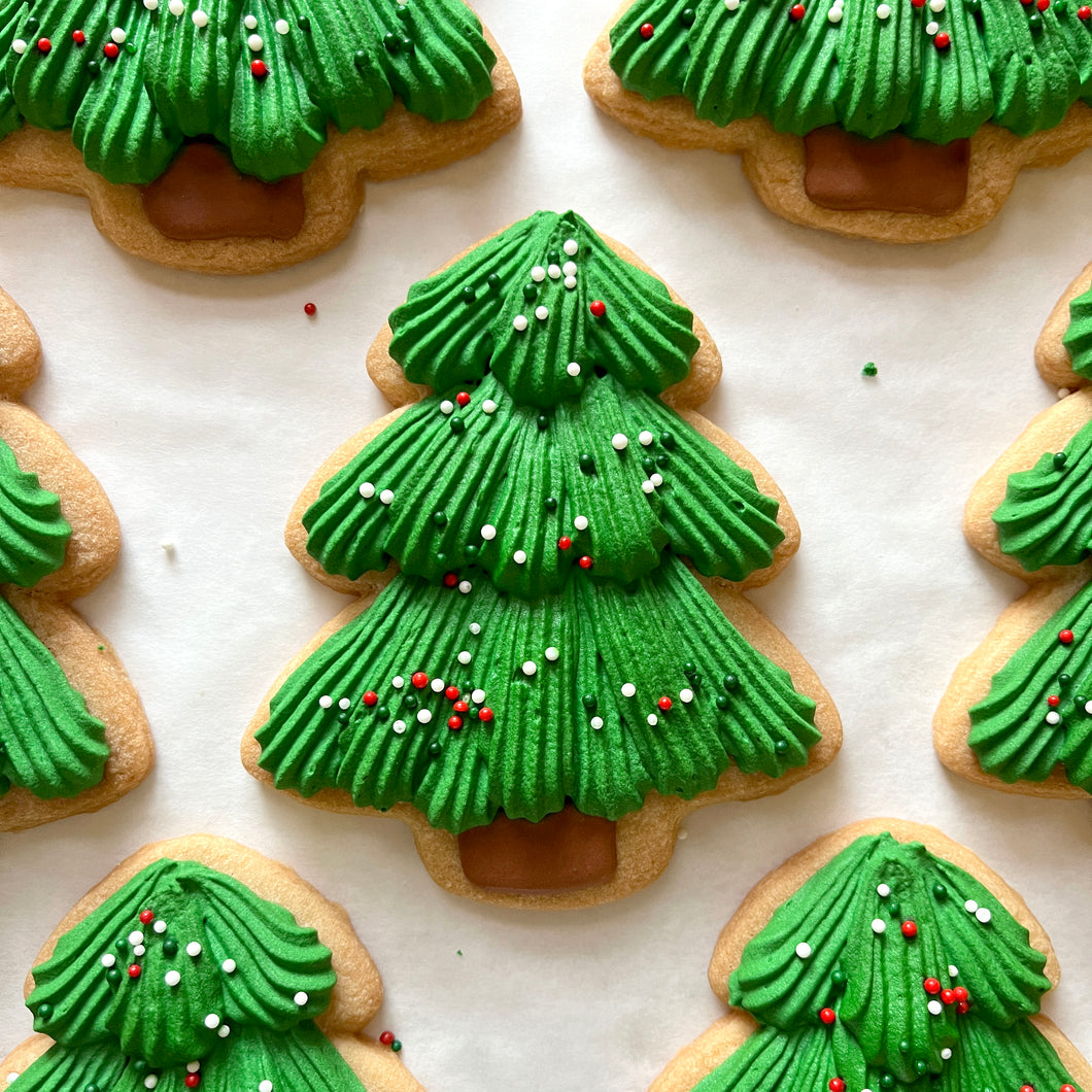 Christmas Tree Decorated Sugar Cookie