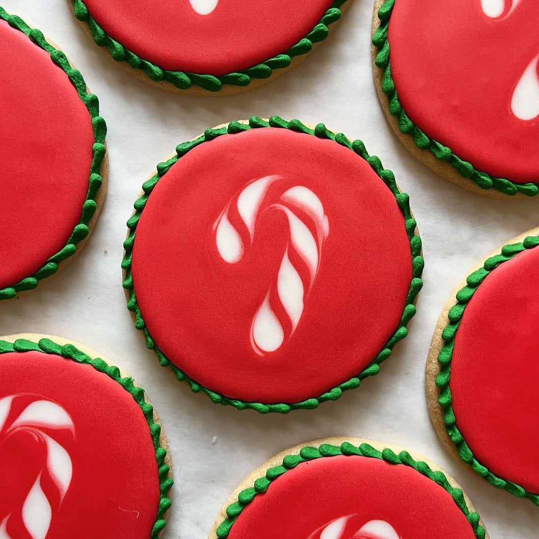 Candy Cane Decorated Sugar Cookie