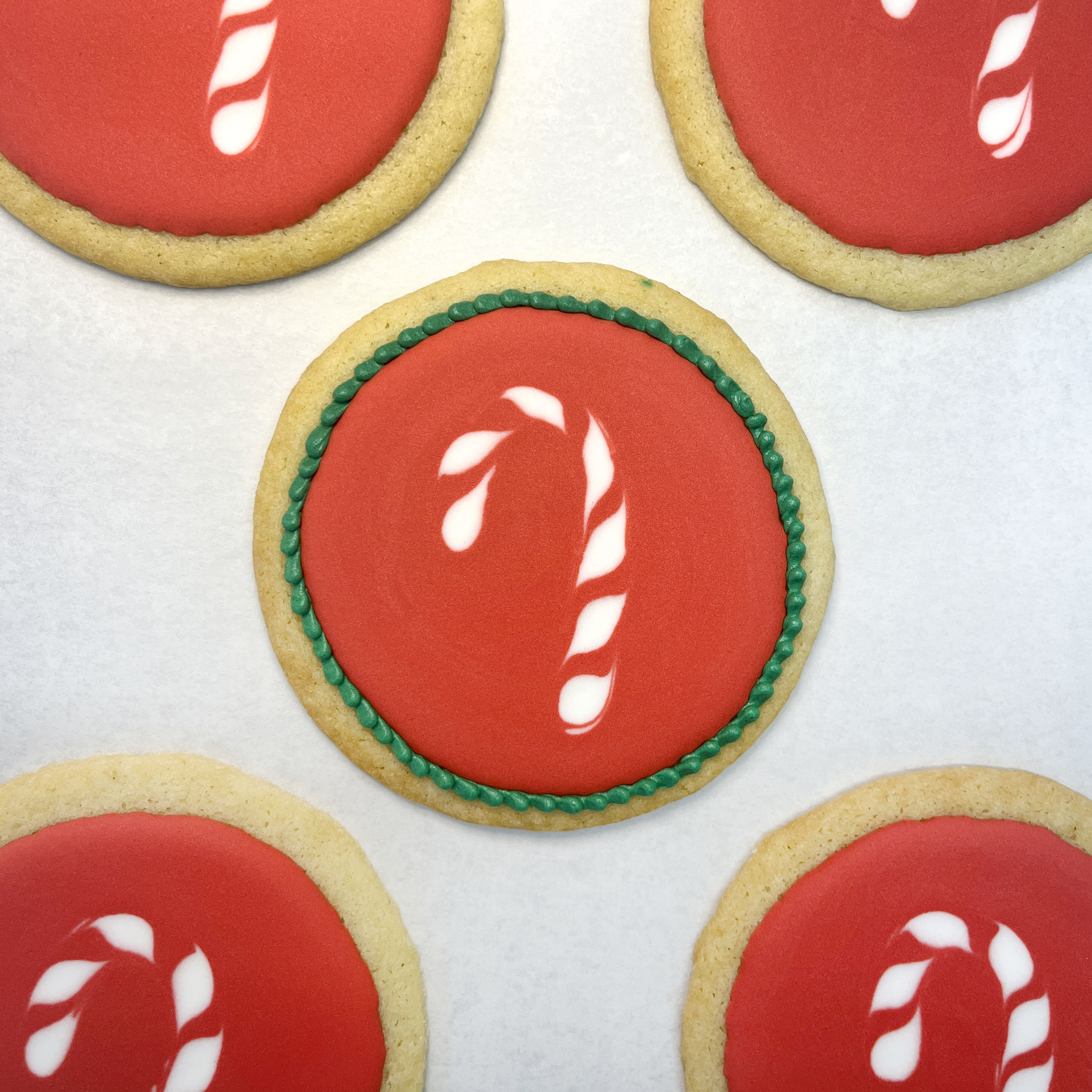 Candy Cane (Red) Decorated Sugar Cookie